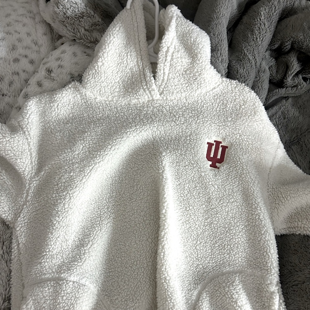 fuzzy white IU hoodie size S